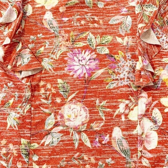 NEW‎ Lauren Conrad orange floral long sleeve flowy casual top - Small - Picture 7 of 9